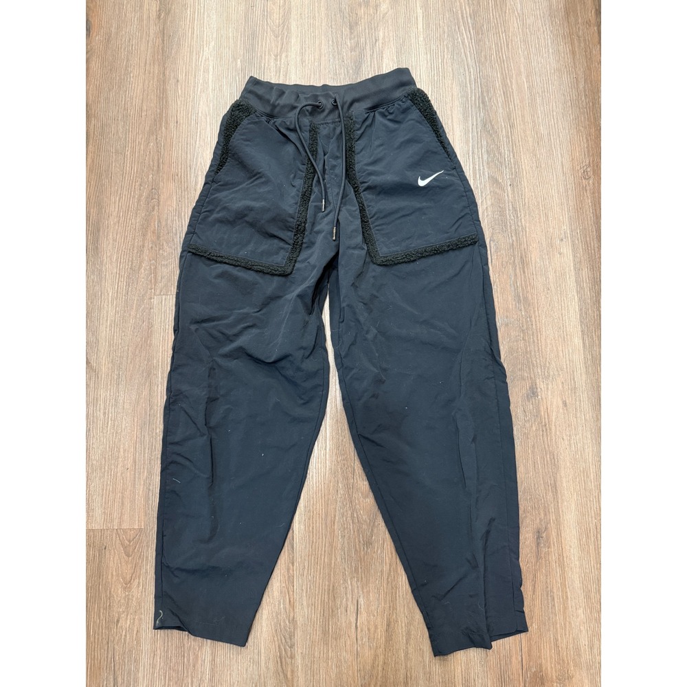 Nike Womens Sportswear Nylon Sherpa Trim Jogger‎ Pants Black Small DQ6809-010
